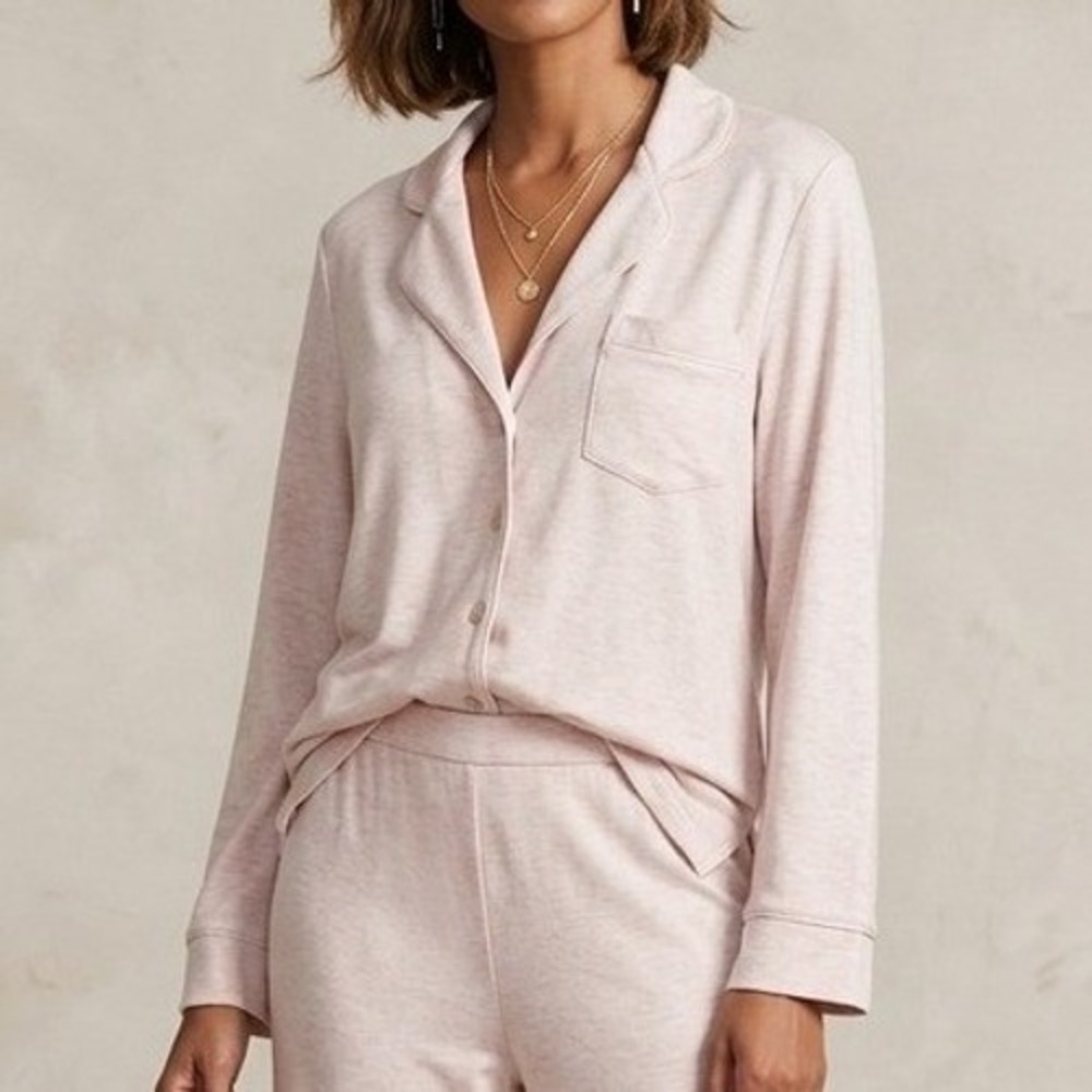 Soft Surroundings Pajama Top Womens Medium Pink Excellent Button Down Sleepwear